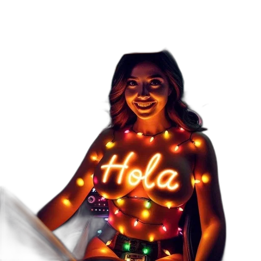 concept art, pixel art, neon lights, woman transparent PNG cut-out