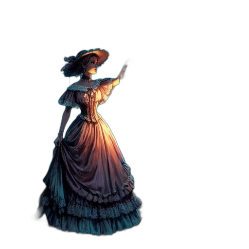 dress, hat, staff, crown transparent PNG cut-out