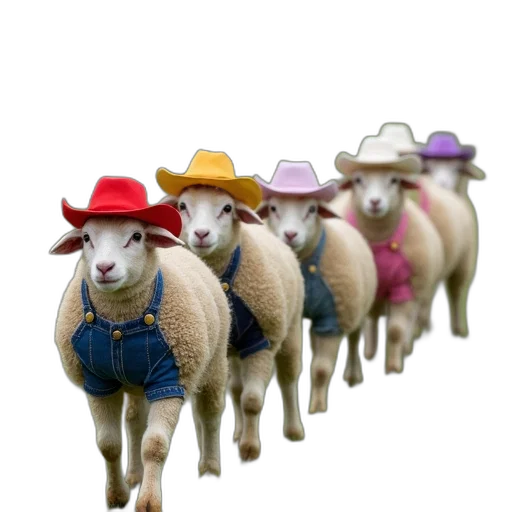 hat, animal, group, sheep transparent PNG cut-out