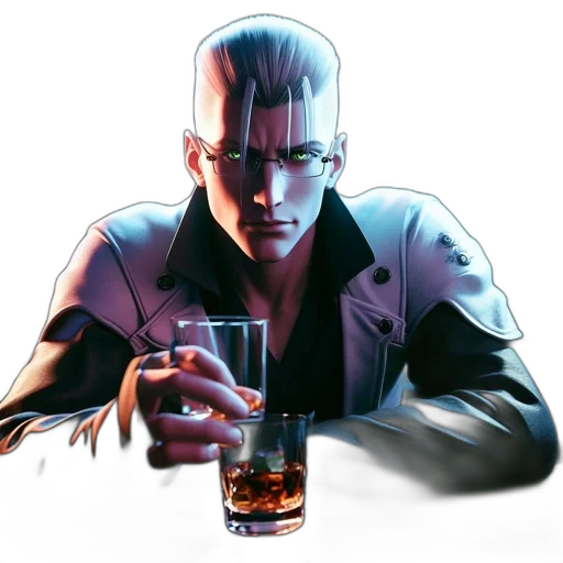 jacket, face, bottle, cyberpunk transparent PNG cut-out