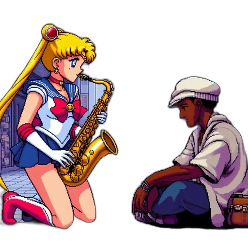 weapon, pixel art, anime, vaporwave transparent PNG cut-out