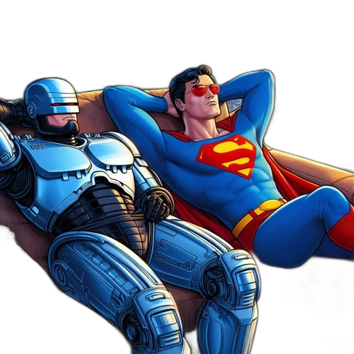 comic book art, concept art, blue, two transparent PNG cut-out
