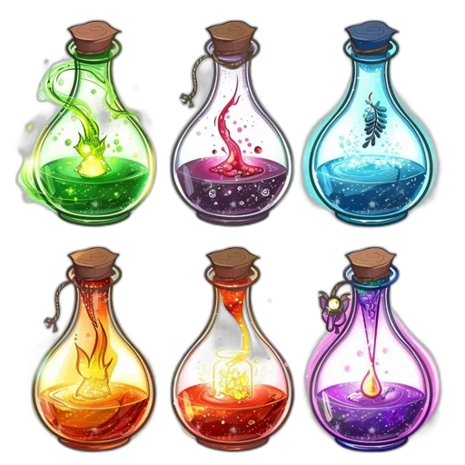 bottle, concept art, fantasy art, watercolor transparent PNG cut-out