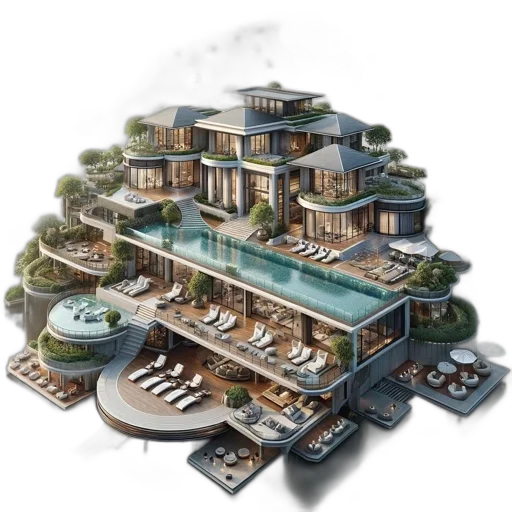 building, 3d render, concept art, photorealistic transparent PNG cut-out
