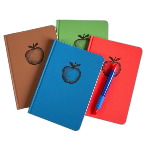set, four, notebooks, different transparent PNG cut-out