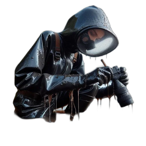 jacket, mask, weapon, staff transparent PNG cut-out