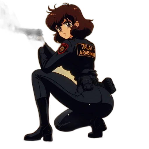 jacket, staff, weapon, robot transparent PNG cut-out