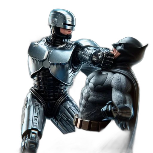 concept art, comic book art, 3d render, robocop transparent PNG cut-out