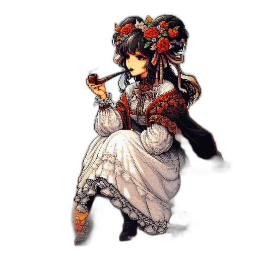 dress, staff, flower, weapon transparent PNG cut-out