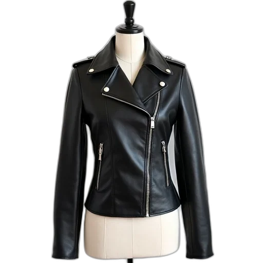 jacket, 3d render, black, leather transparent PNG cut-out