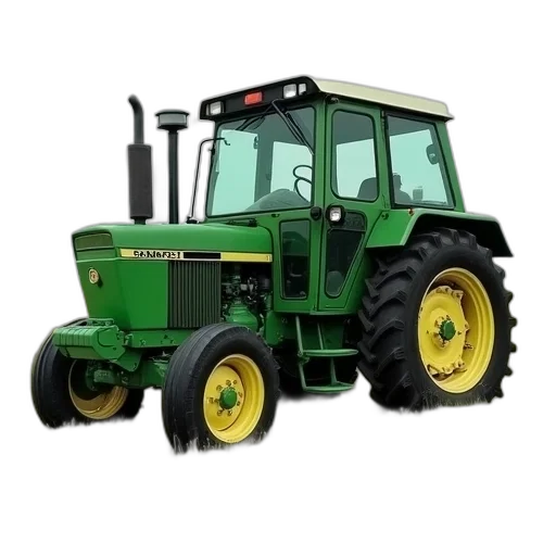 tractor, green, white, wheels transparent PNG cut-out