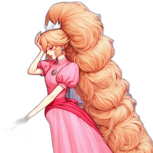 hair, staff, dress, crown transparent PNG cut-out