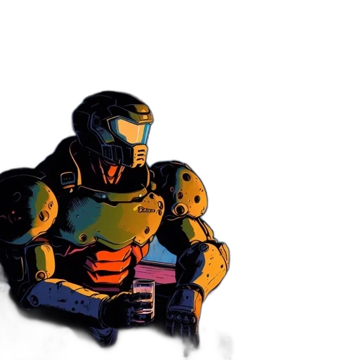 robot, weapon, concept art, pixel art transparent PNG cut-out