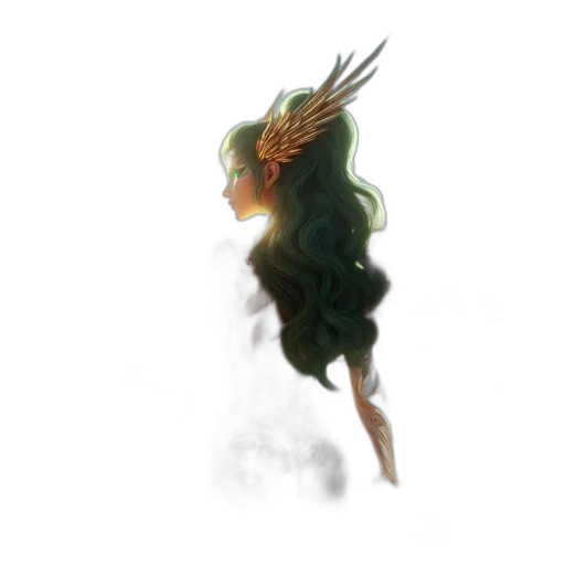 dragon, creature, hair, staff transparent PNG cut-out