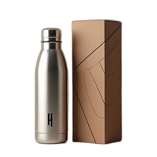bottle, earth tones, silver, thermos transparent PNG cut-out