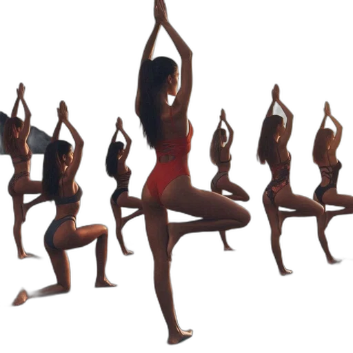 concept art, group, women, practice transparent PNG cut-out