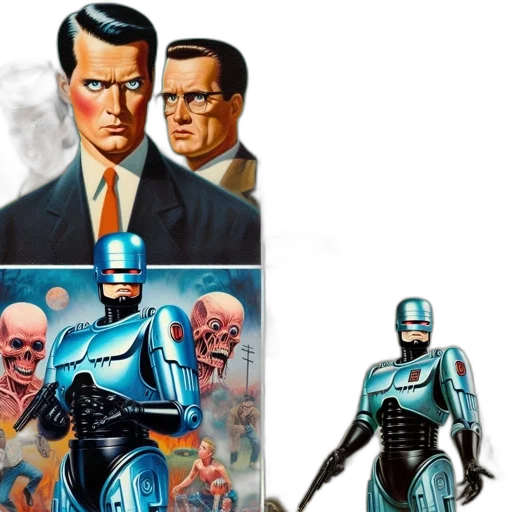 robot, comic book art, concept art, blue transparent PNG cut-out