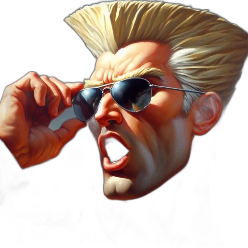 face, concept art, comic book art, 3d render transparent PNG cut-out
