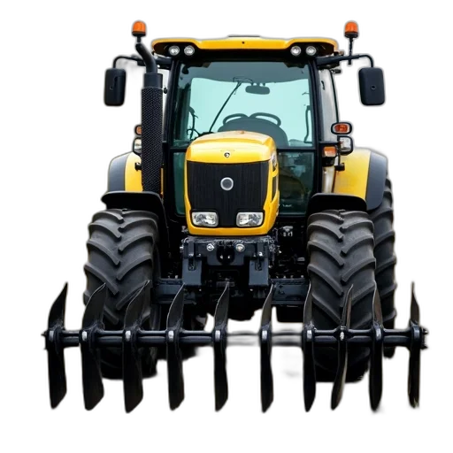 weapon, yellow, tractor, black transparent PNG cut-out