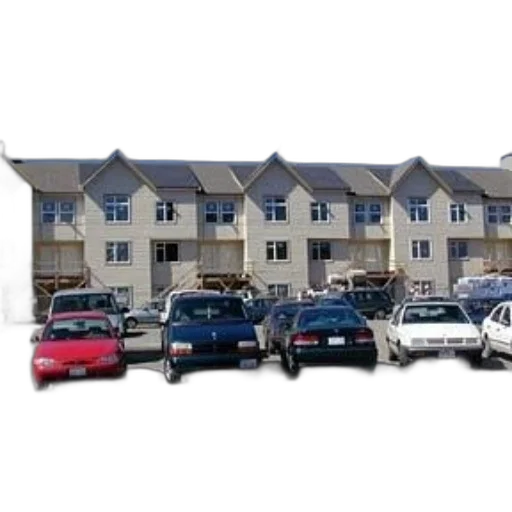 car, building, 3d render, photorealistic transparent PNG cut-out