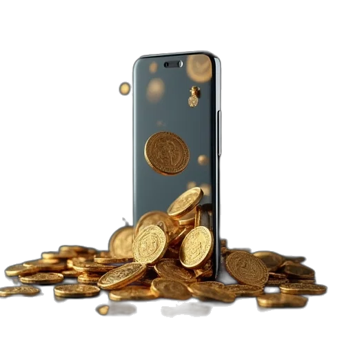 jewelry, phone, gold, coins transparent PNG cut-out