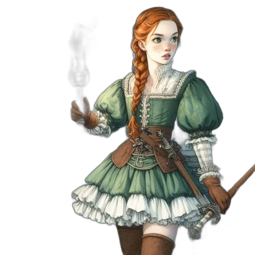 dress, staff, fantasy art, concept art transparent PNG cut-out