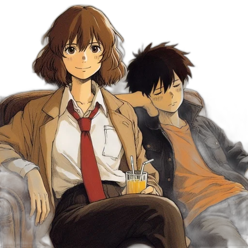 jacket, anime, concept art, watercolor transparent PNG cut-out