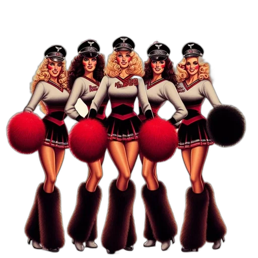 concept art, five, women, cheerleader-style transparent PNG cut-out