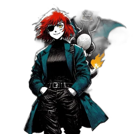 jacket, staff, mask, comic book art transparent PNG cut-out