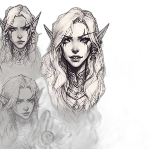 concept art, fantasy art, comic book art, pencil sketch transparent PNG cut-out