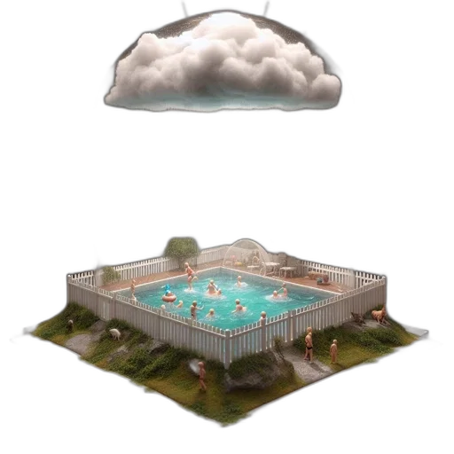 building, concept art, 3d render, vaporwave transparent PNG cut-out