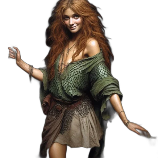 dress, staff, hair, fantasy art transparent PNG cut-out
