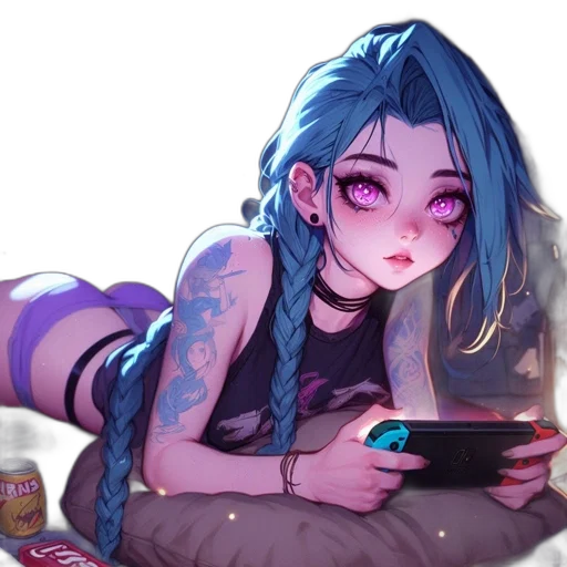 cyberpunk, anime, fantasy art, pixel art transparent PNG cut-out