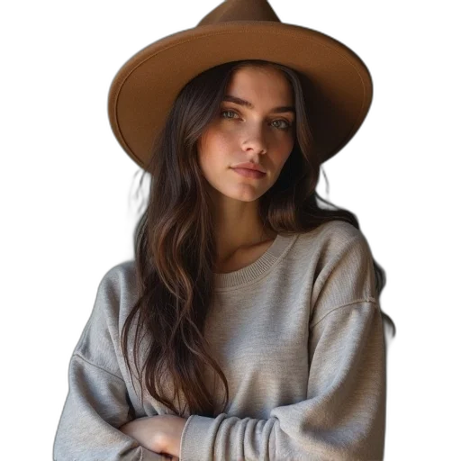 hat, jacket, hair, face transparent PNG cut-out