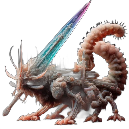 dragon, creature, staff, weapon transparent PNG cut-out