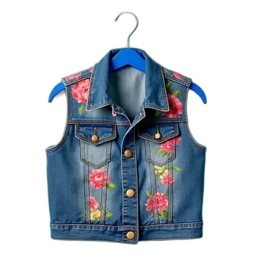 jacket, floral, patterned, denim transparent PNG cut-out