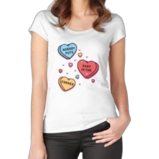 white, t-shirt, colorful, heart-shaped transparent PNG cut-out