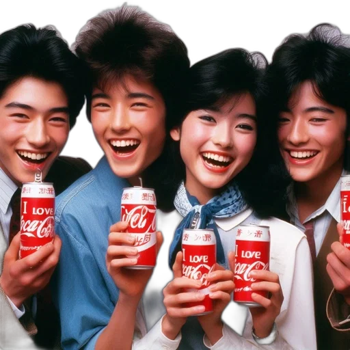 vaporwave, photorealistic, four, people transparent PNG cut-out