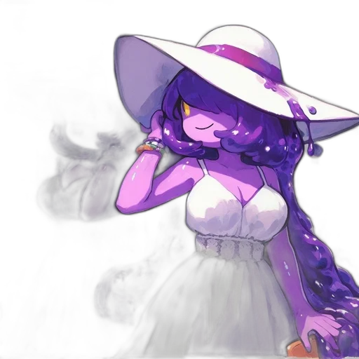 dress, hat, flower, staff transparent PNG cut-out