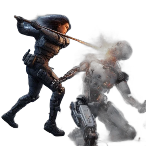 weapon, robot, concept art, 3d render transparent PNG cut-out