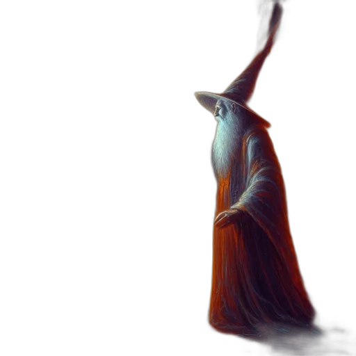 dragon, dress, creature, staff transparent PNG cut-out