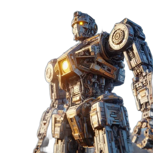 robot, weapon, concept art, 3d render transparent PNG cut-out