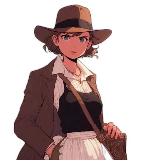hat, staff, jacket, dress transparent PNG cut-out