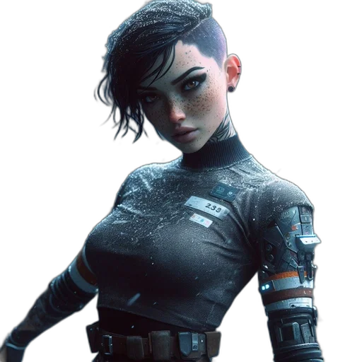 jacket, robot, staff, weapon transparent PNG cut-out