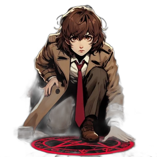 jacket, face, staff, creature transparent PNG cut-out