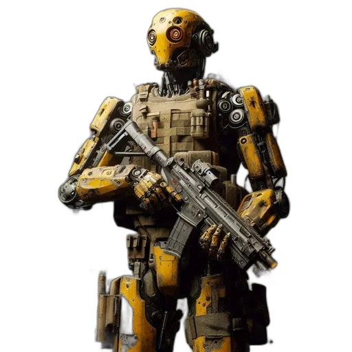 robot, weapon, concept art, 3d render transparent PNG cut-out