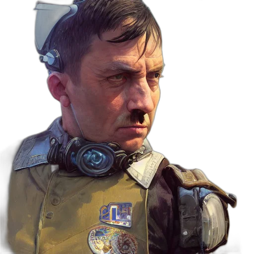 jacket, face, staff, robot transparent PNG cut-out