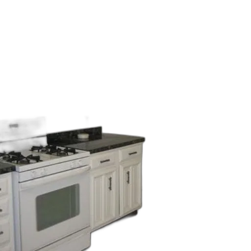 3d render, white, kitchen, black transparent PNG cut-out
