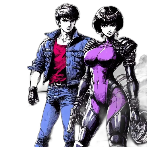 comic book art, concept art, cyberpunk, vaporwave transparent PNG cut-out