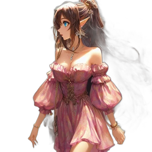 dress, fantasy art, concept art, watercolor transparent PNG cut-out